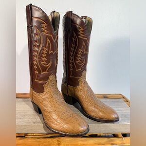 Men’s Vintage Adams Boot Co. Exotic Cowboy Boots Size 10 D Antelope Made In USA